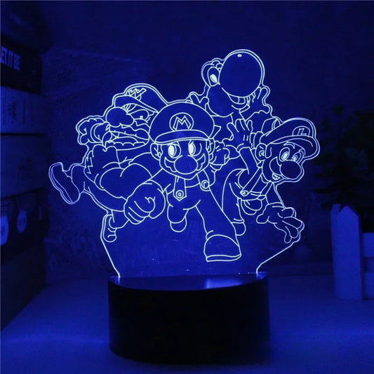 Lampe 3D Mario Luigi Yoshi Wario
